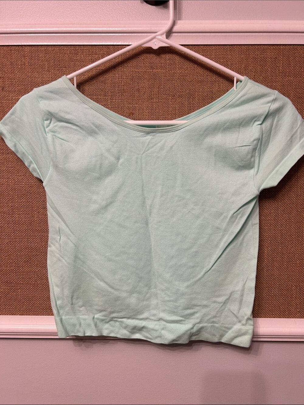 Women's Mint Boatneck Short-Sleeve Crop Top